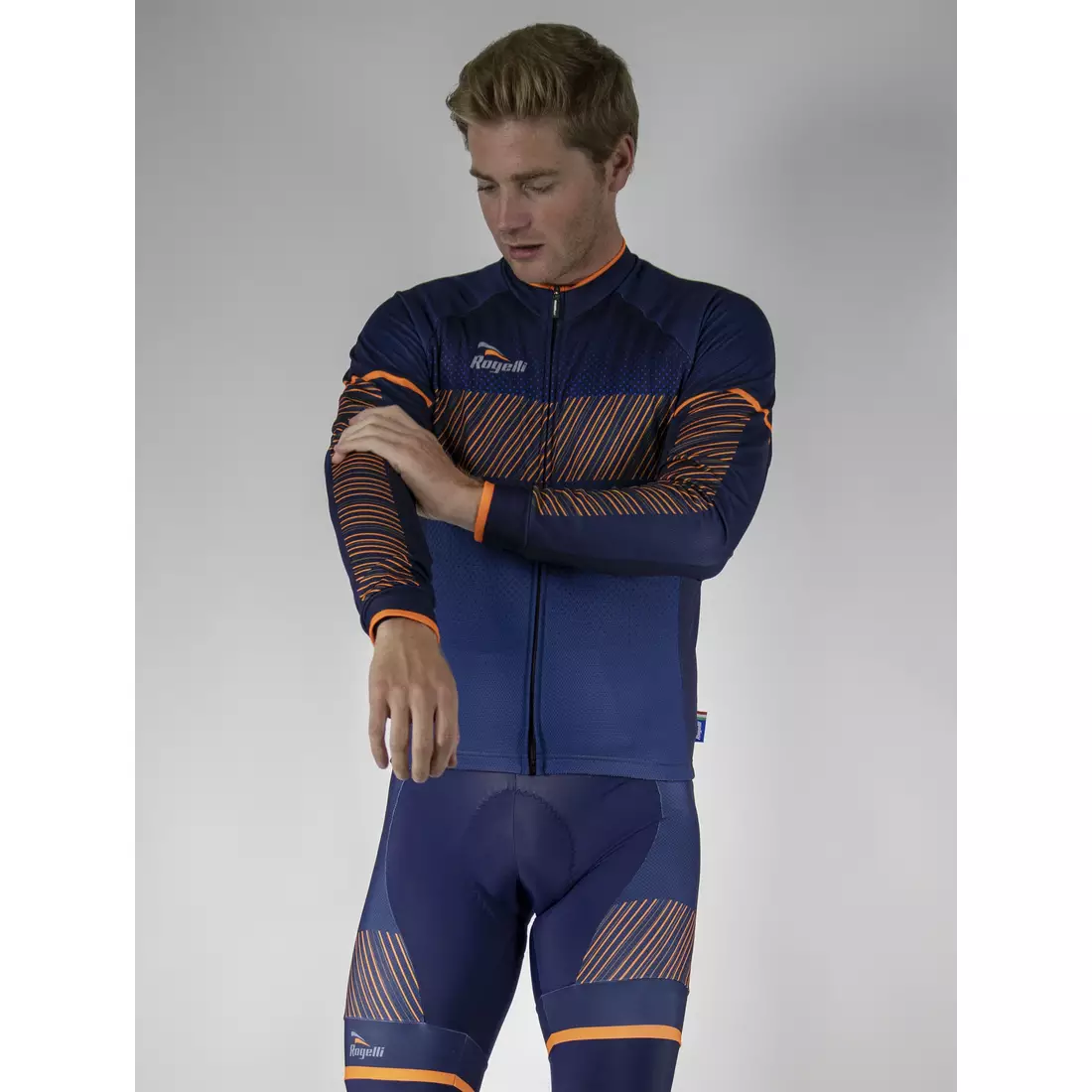ROGELLI RITMO tricou de ciclism pentru bărbați, bleumarin-portocaliu