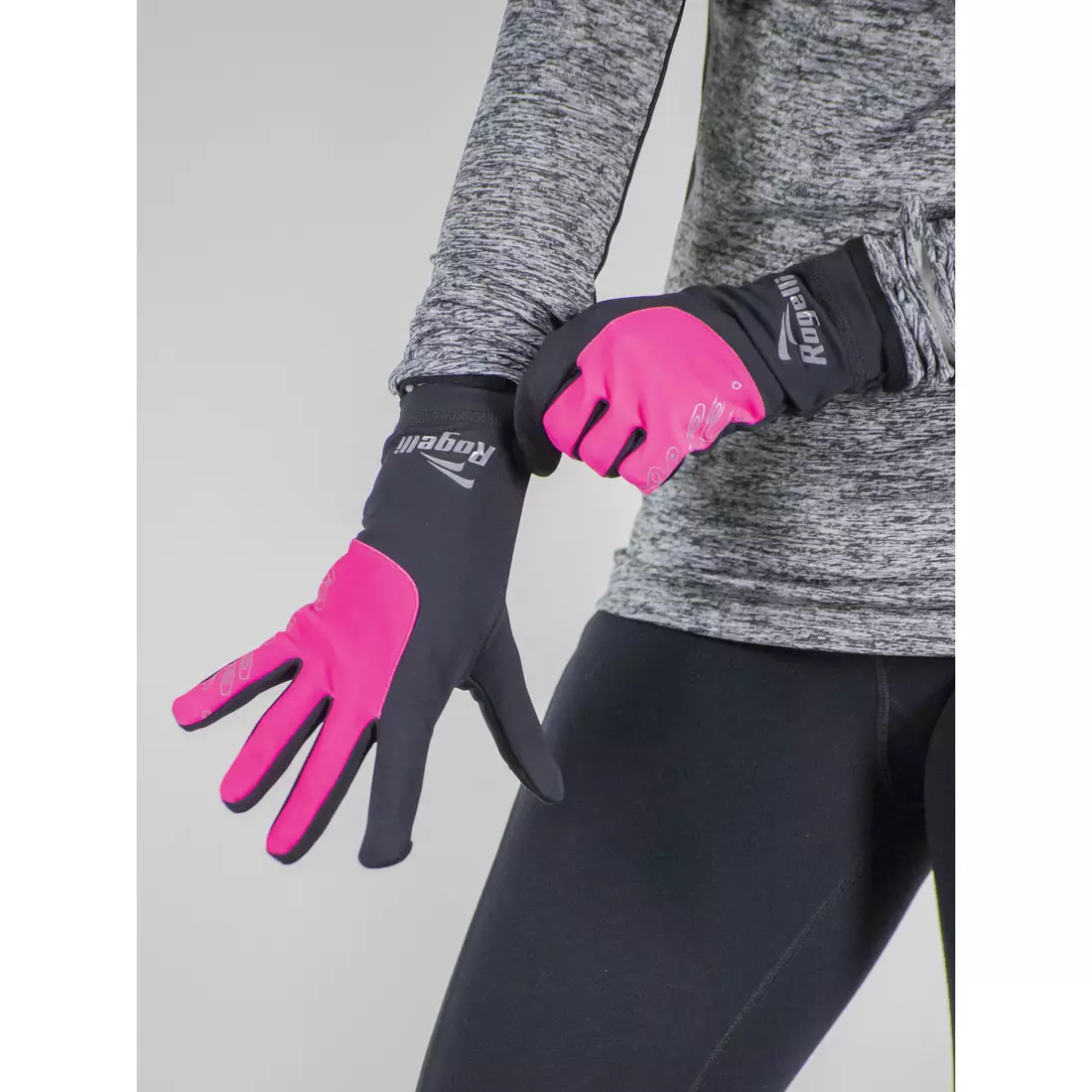 ROGELLI RUN 890.004 TOUCH Mănuși de alergare pentru femei, negre și roz