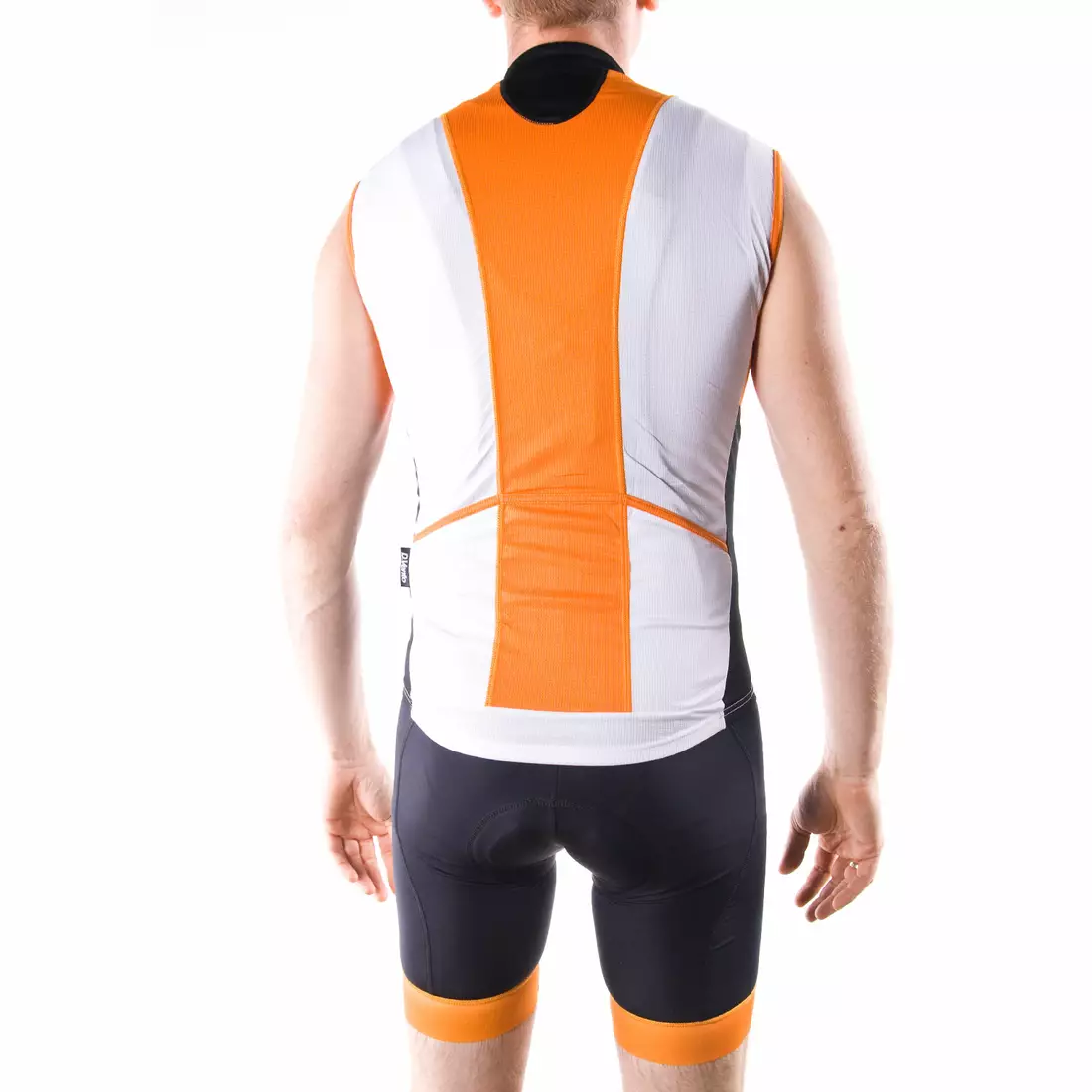 Tricou de ciclism fără mâneci pentru bărbați DEKO HAITI II, alb și portocaliu