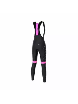 FDX 1490 pantaloni izolați pentru ciclism pentru femei cu bretele, Negru și roz