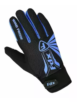 FDX 1901 Full Finger mănuși de iarnă pentru ciclism, negre și albastre