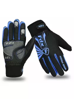 FDX 1901 Full Finger mănuși de iarnă pentru ciclism, negre și albastre
