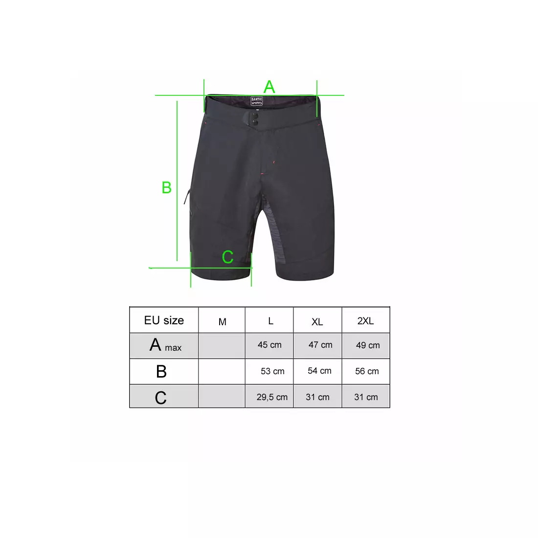 Pantaloni scurți de ciclism largi pentru bărbați SANTIC, fără suport, negri M7C05088