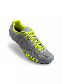 Pantofi de ciclism de șosea pentru bărbați GIRO EMPIRE E70 KNIT grey heather highlight yellow