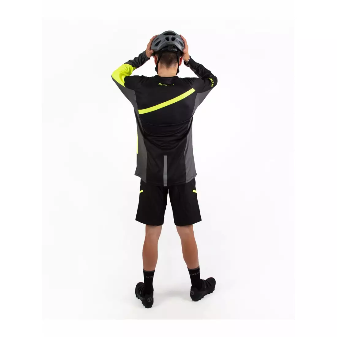 ROGELLI ADVENTURE tricou de ciclism masculin MTB cu maneca lunga, negru-gri-fluor 060.110