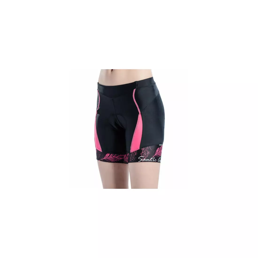 SANTIC L8C05097P Pantaloni scurți de ciclism pentru femei, negru și roz