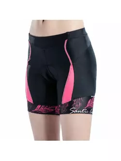 SANTIC L8C05097P Pantaloni scurți de ciclism pentru femei, negru și roz