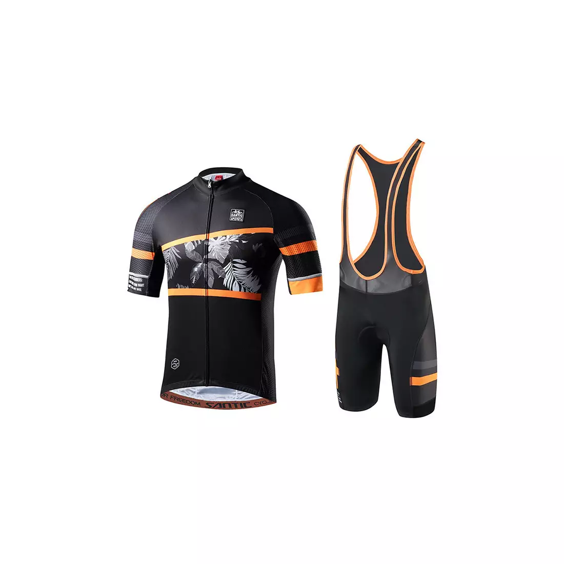 SANTIC M8C02128JU Tricou de ciclism pentru bărbați, negru și portocaliu