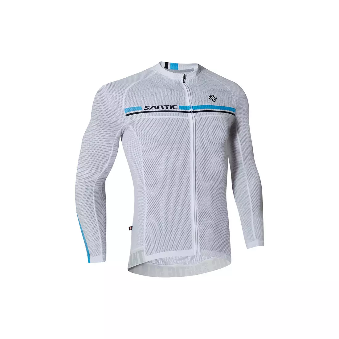 Tricou de ciclism cu mânecă lungă pentru bărbați SANTIC, alb WM7C01079W