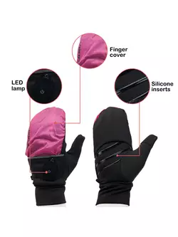 VIKING mănuși de iarnă, LED, carcasă VERMONT 140/20/0011/42 roz-negru