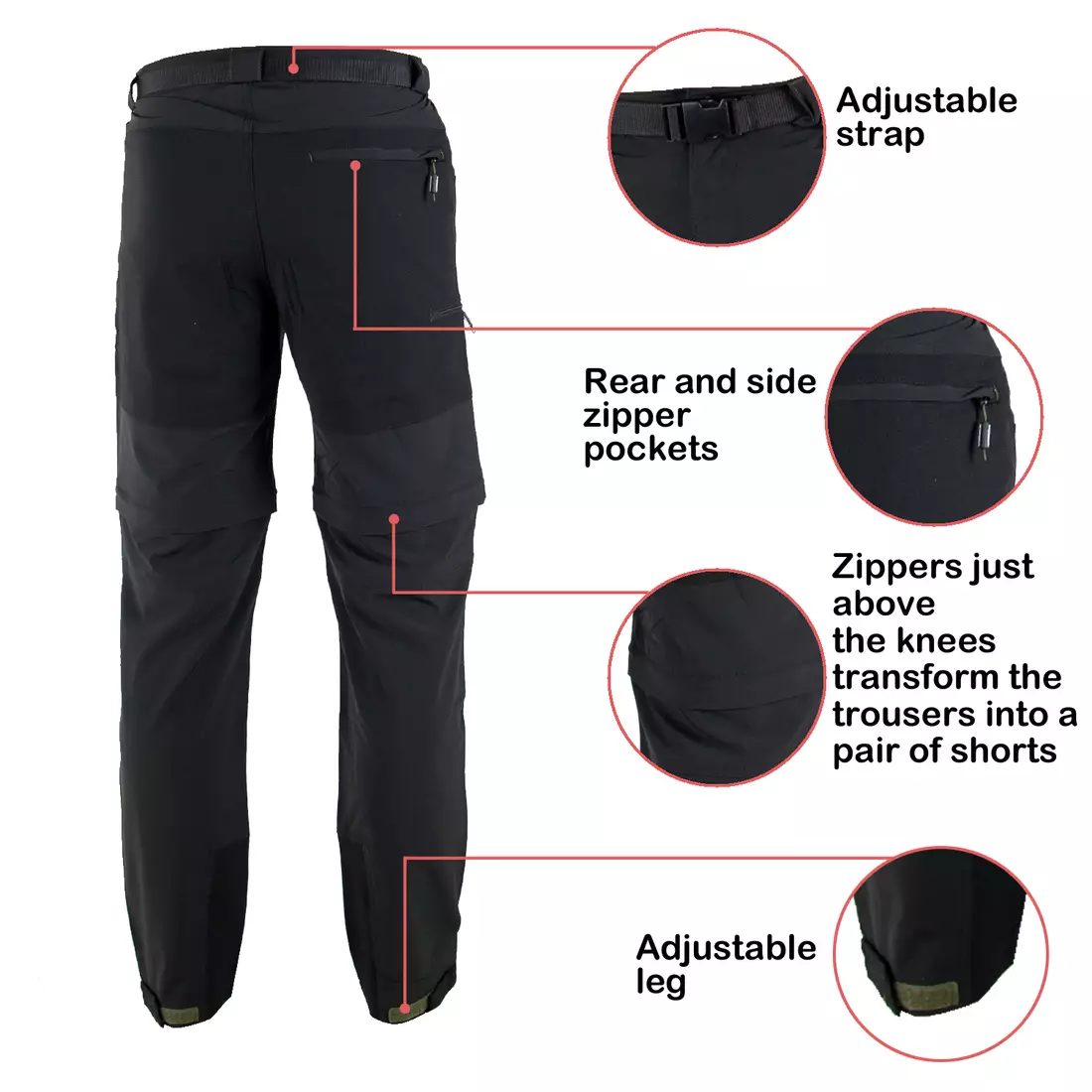  VIKING pantaloni de ciclism pentru bărbați. trekking cu picioare detașabile OREGON MAN negru