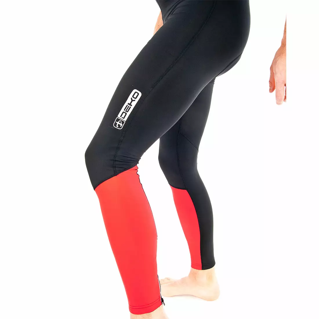 DEKO pantaloni de ciclism izolați, inserție de gel, bretele BLACK-RED DKBT-2020