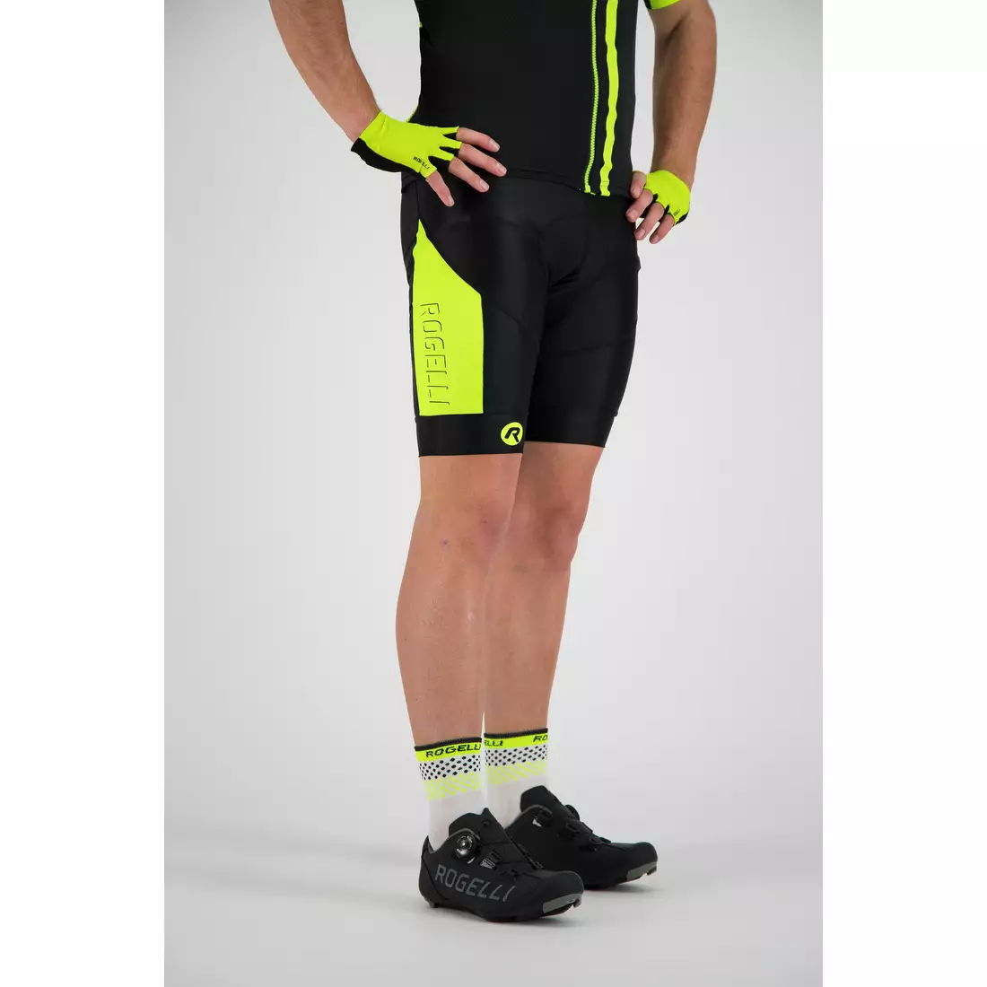 ROGELLI TYRO 002.226 pantaloni scurți de ciclism pentru bărbați cu bretele negru-fluor 
