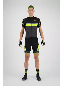 Rogelli HERO 002.236 pantaloni scurți de ciclism pentru bărbați cu bretele Hero Negru/gri/Fluor 