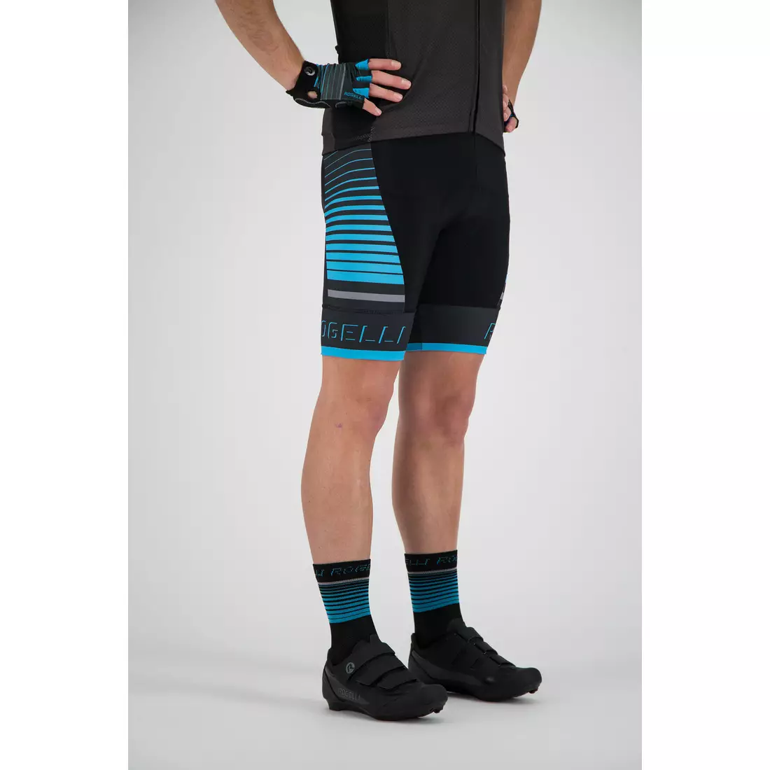 Rogelli HERO 002.237 pantaloni scurți de ciclism pentru bărbați cu bretele Hero Negru/gri/albastru XL