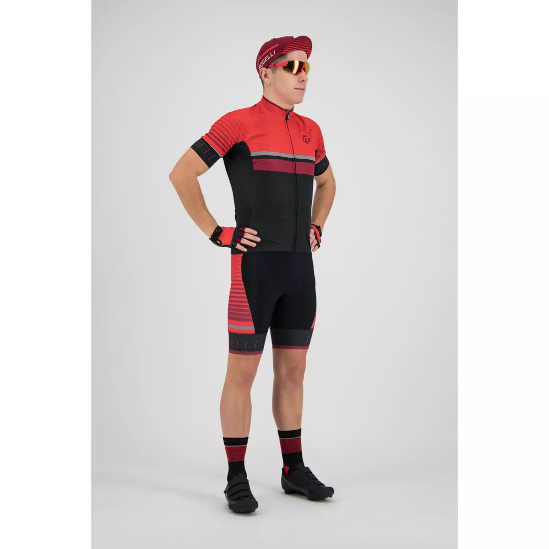 Rogelli HERO tricou de ciclism pentru bărbați Negru / Roșu / Burgund 001.263