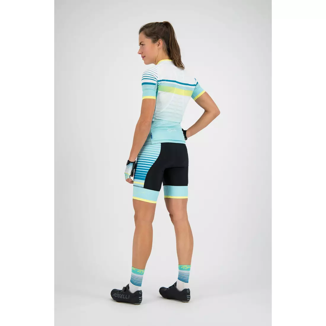 Rogelli Impress 010.163 tricou de ciclism pentru femei, Turcoaz / Galben