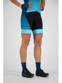 Rogelli Impress 010.287 Pantaloni scurți de ciclism pentru femei cu bretele Negru/albastru/roz