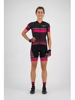 Rogelli Impress 010.288 Pantaloni scurți de ciclism pentru femei cu bretele Negru/maroon/Roz