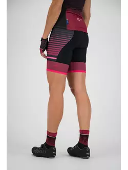 Rogelli Impress 010.288 Pantaloni scurți de ciclism pentru femei cu bretele Negru/maroon/Roz