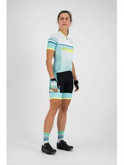 Rogelli Impress 010.289 Pantaloni scurți de bicicletă cu curea pentru femei Negru/Turcoaz/galben