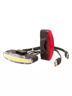 Set de lumini SPANNINGA ARCO USB față 80 lumeni, ARCO USB spate 30 lumeni negru (NOU) SNG-999176