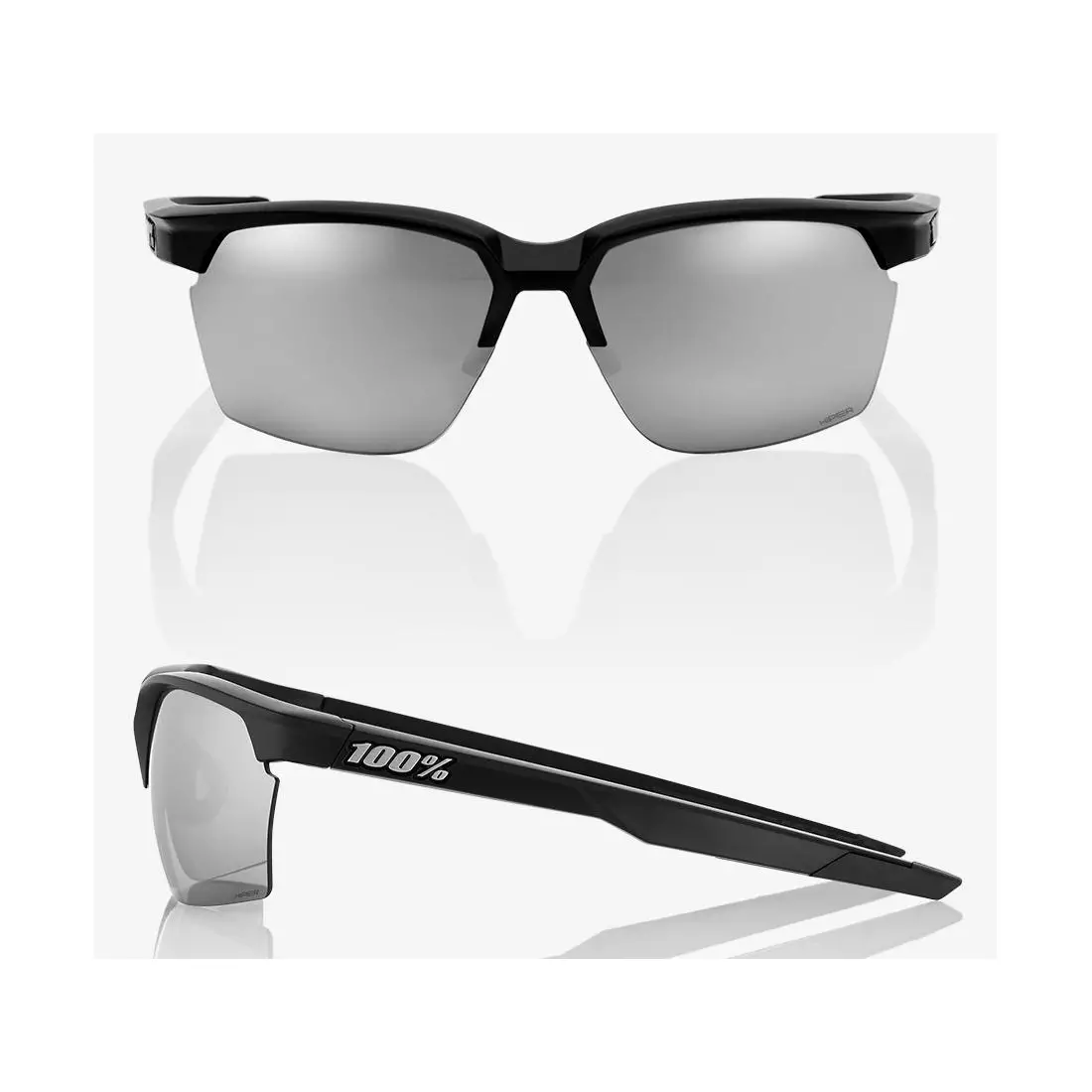 100% ochelari sportivi sportcoupe matte black HiPER silver mirror lens + clear lens STO-61020-019-76