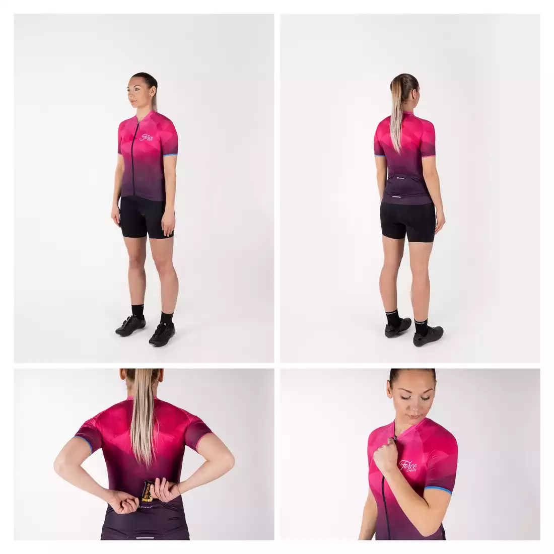 FORCE GEM tricou de ciclism pentru femei, roz 