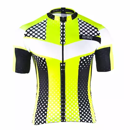 KAYMAQ M7 tricou de bărbați pentru ciclism, mânecă scurtă, alb-galben fluor