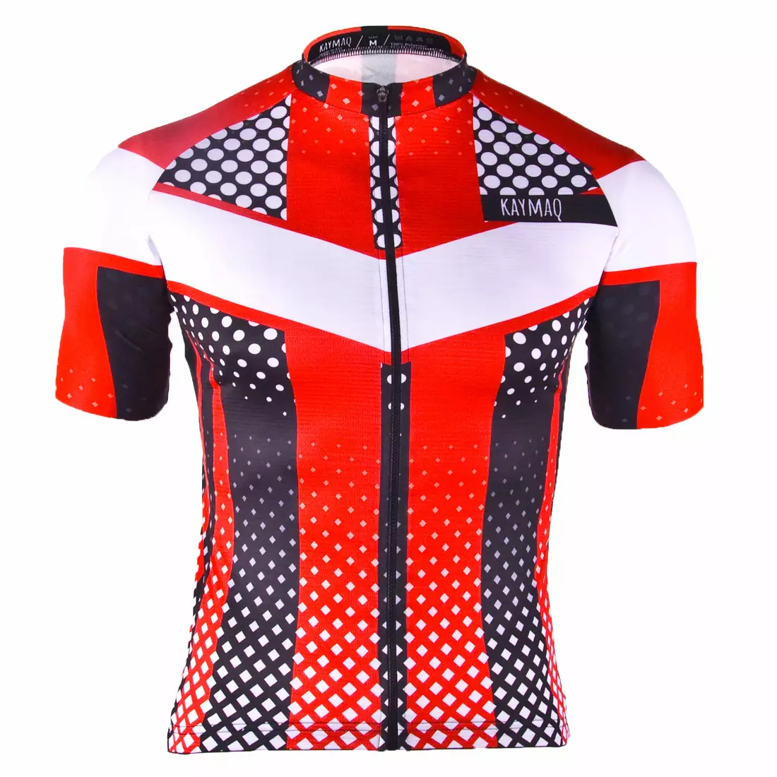 KAYMAQ M7 tricou de bărbați pentru ciclism, mânecă scurtă, alb-roșu