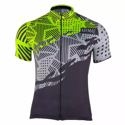 KAYMAQ RC 01.004 tricou de bărbați cu mânecă scurtă pentru ciclism negru-gri-galben fluor