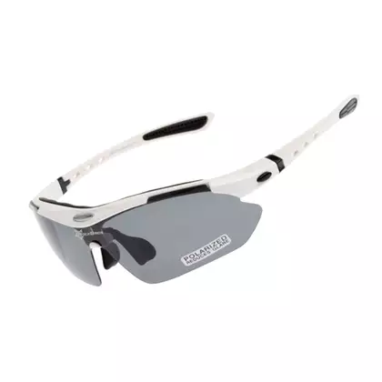 RockBros 10002 Ochelari de ciclism / sport, 5 lentile interschimbabile polarizate, albe