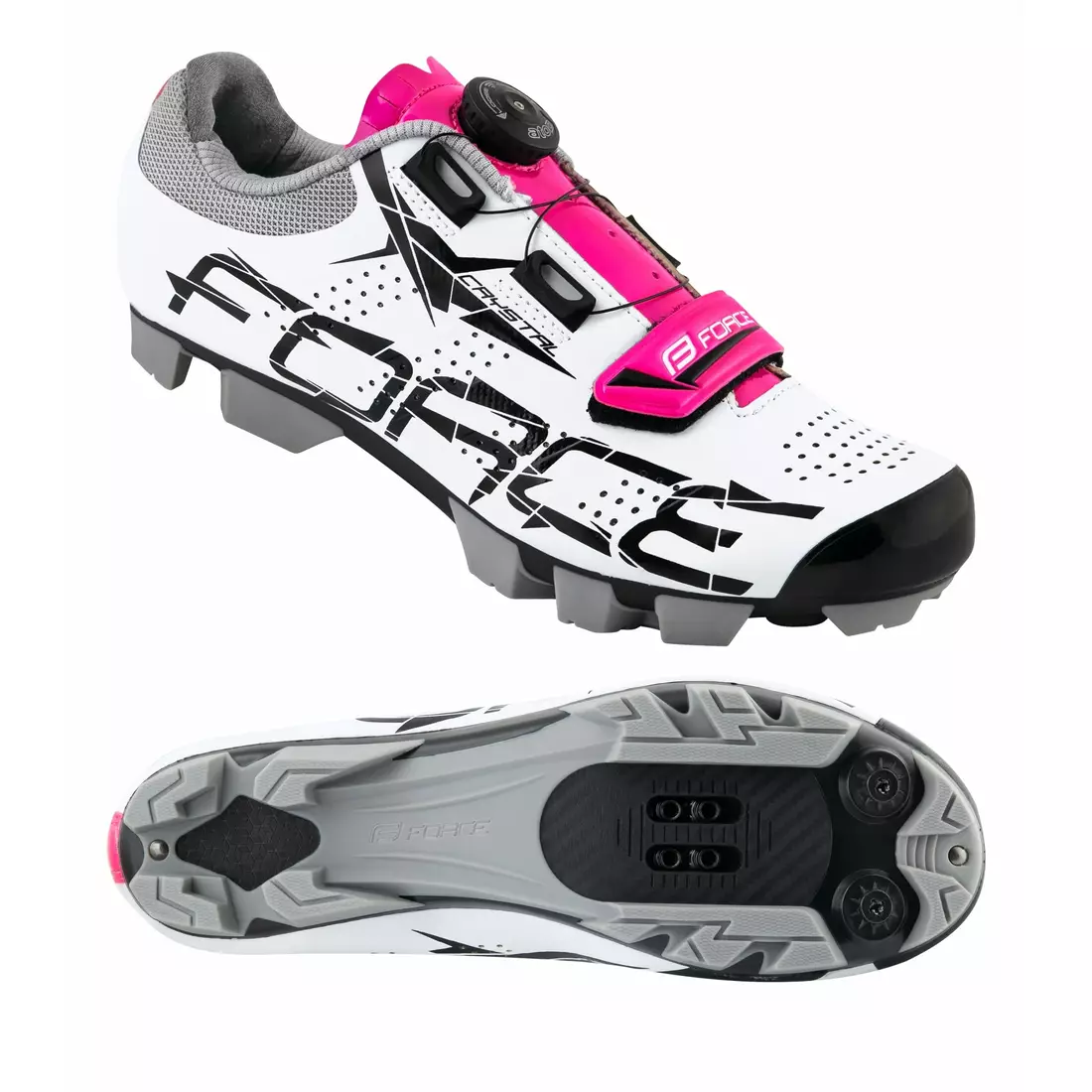 FORCE MTB CRYSTAL pantofi de ciclism pentru femei alb și roz  9407238