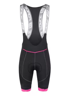 FORCE FAME LADY pantaloni scurți de ciclism pentru femei cu bretele, negru-roz 900283