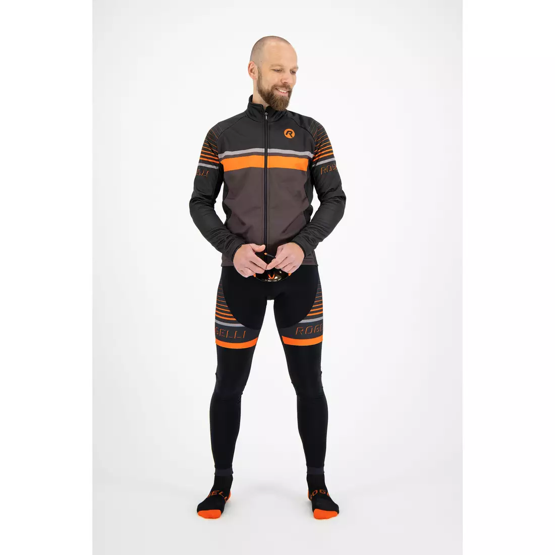 ROGELLI HERO jachetă pentru bărbați pentru bicicletă de tranziție softshell, negru și portocaliu