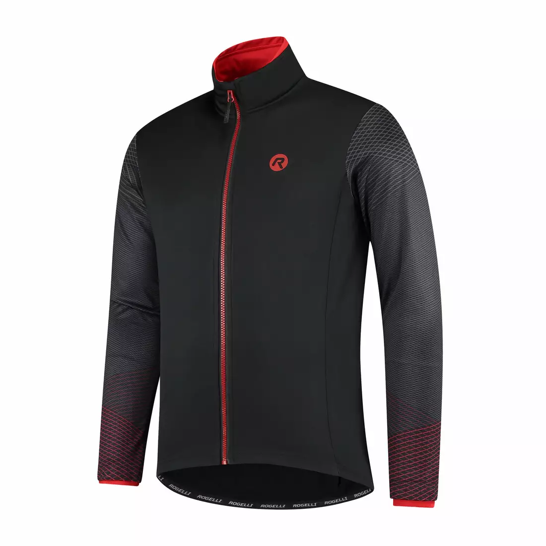 ROGELLI WIRE jachetă de iarnă softshell pentru bărbați pentru biciclete, negru și roșu