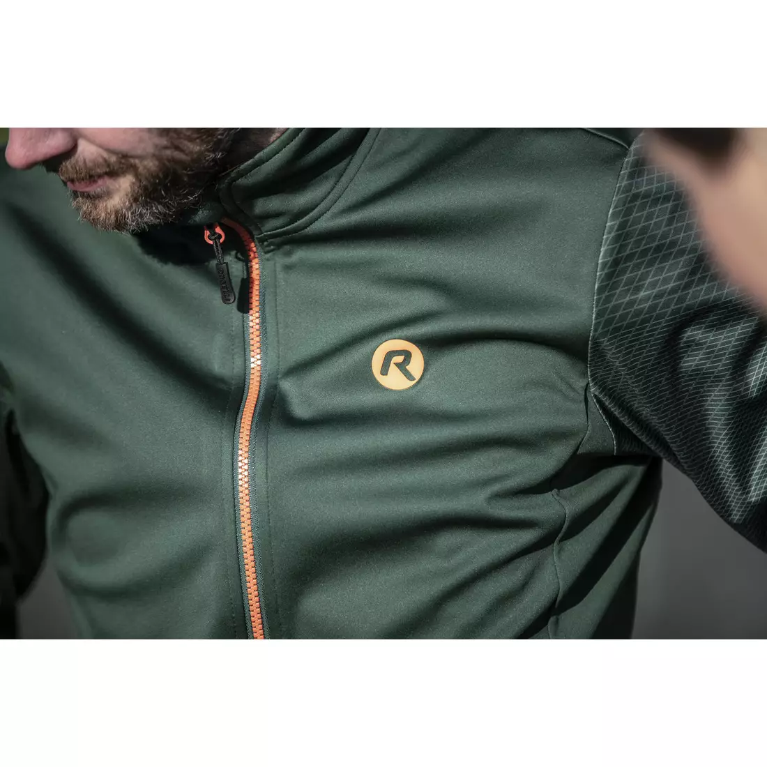 ROGELLI WIRE jachetă de iarnă softshell pentru bărbați pentru biciclete, verde/portocaliu