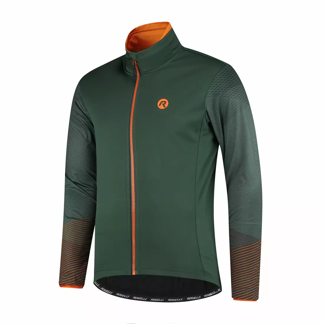 ROGELLI WIRE jachetă de iarnă softshell pentru bărbați pentru biciclete, verde/portocaliu