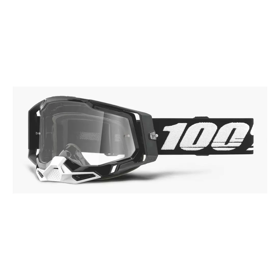 100% Ochelari de protecție pentru bicicletă RACECRAFT 2 (lentile transparente anti-ceață, LT 88%-92% + 10 capace) black STO-50121-101-01