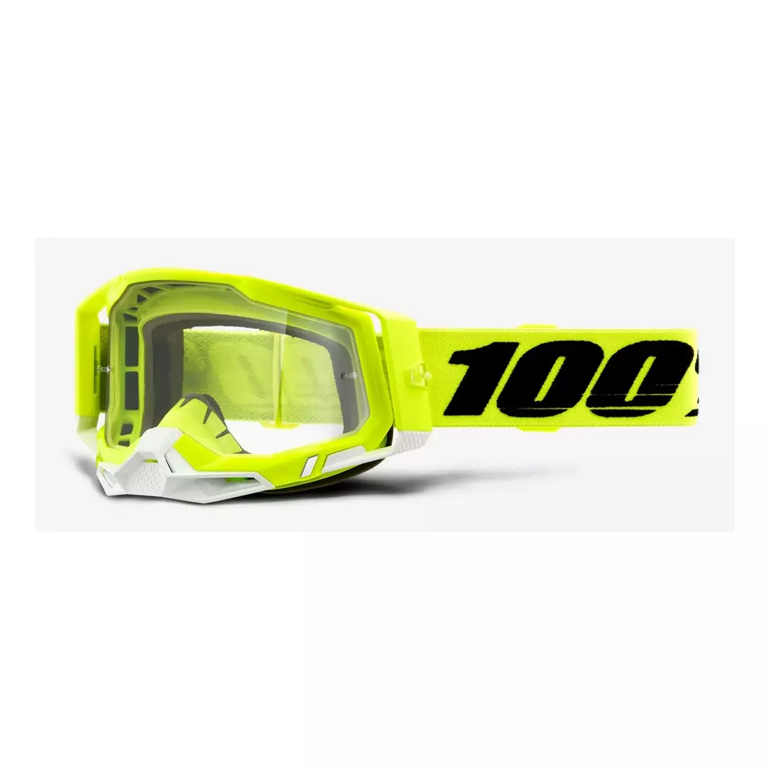 100% Ochelari de protecție pentru bicicletă RACECRAFT 2 (lentile transparente anti-ceață, LT 88%-92% + 10 capace) yellow STO-50121-101-04