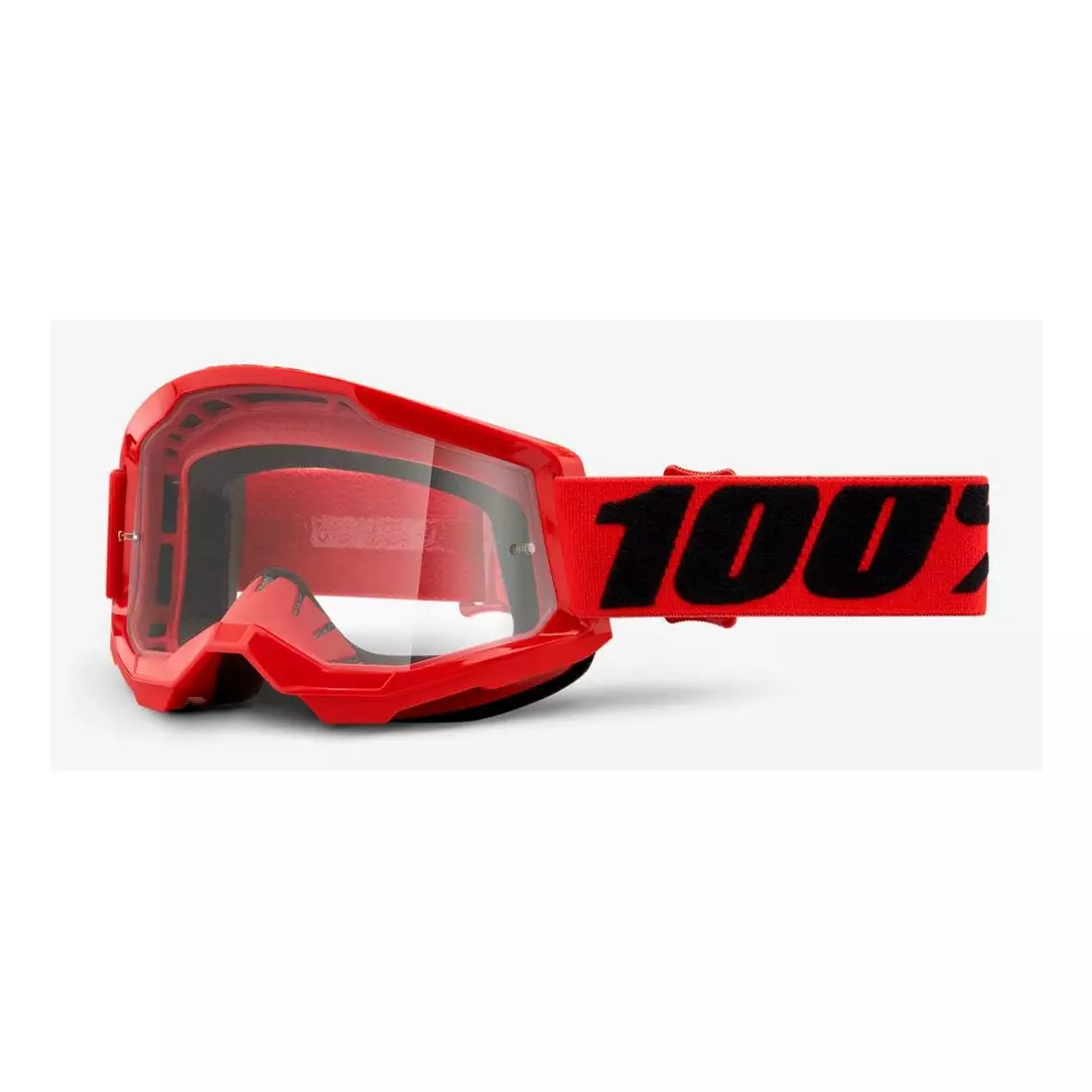 100% Ochelari de protecție pentru bicicletă STRATA 2 (lentile transparente anti-ceață, LT 88%-92%) red STO-50421-101-03
