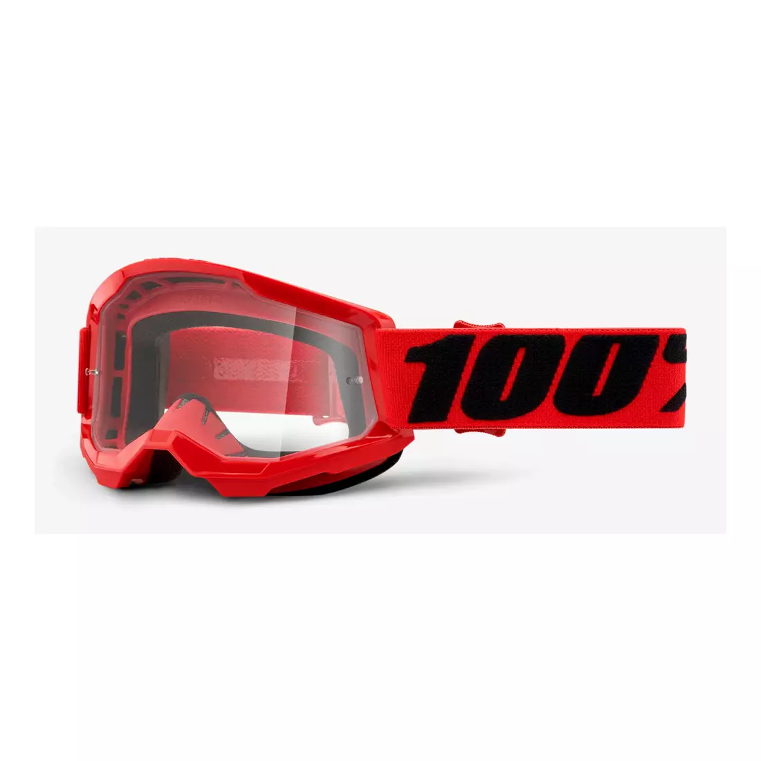 100% Ochelari de protecție pentru biciclete Junior STRATA 2 JUNIOR (lentilă transparentă anti-ceață, LT 88%-92%) red STO-50521-101-03