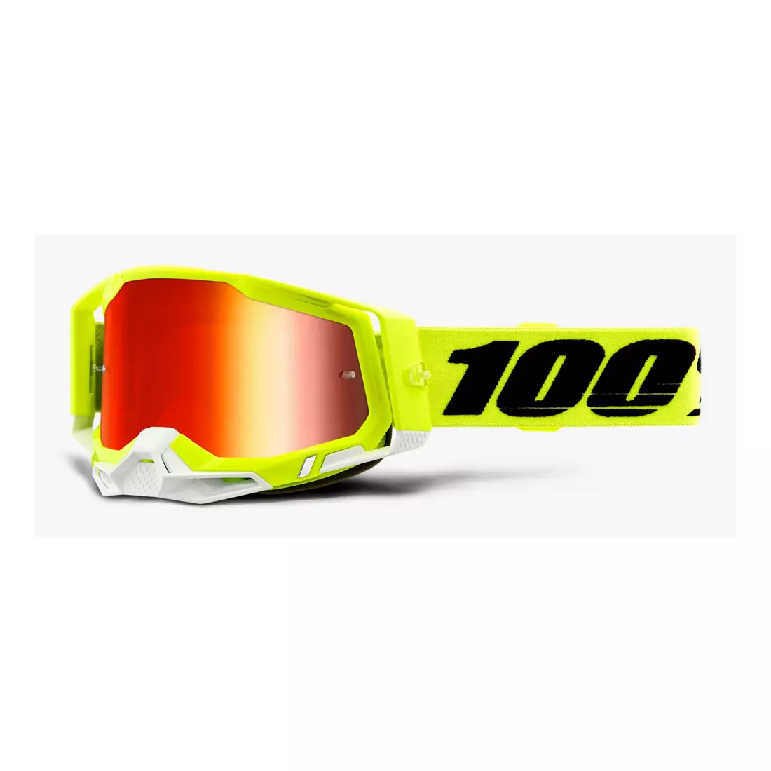100% Ochelari de protecție pentru ciclism RACECRAFT 2 (lentilă roșie oglindită anti-ceață, LT 38%+/-5% + lentilă transparentă anti-ceață, LT 88%-92% + 10 capace) attack yellow STO-50121-251-04