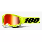 100% Ochelari de protecție pentru ciclism RACECRAFT 2 (lentilă roșie oglindită anti-ceață, LT 38%+/-5% + lentilă transparentă anti-ceață, LT 88%-92% + 10 capace) attack yellow STO-50121-251-04