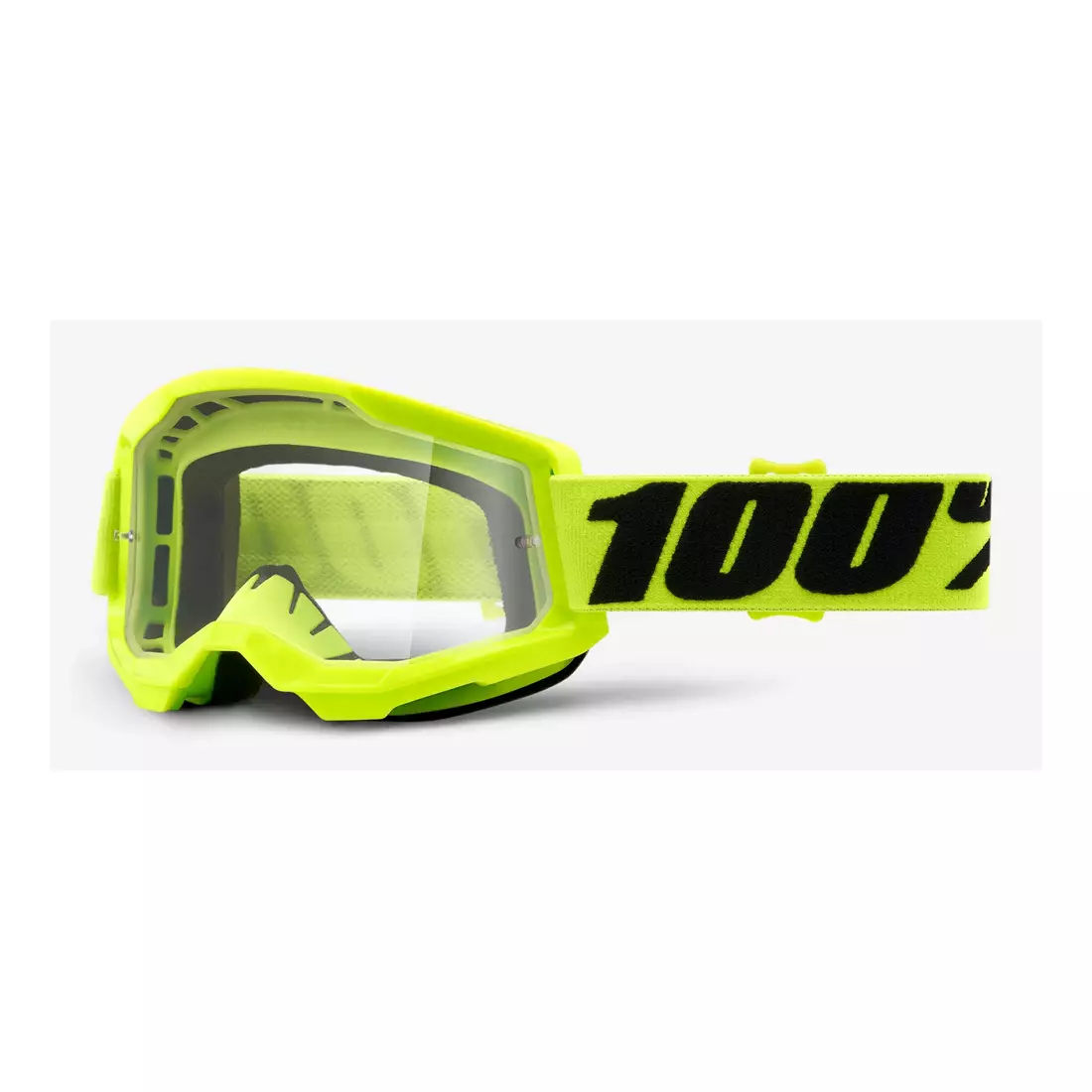 100% ochelari de protecție pentru biciclete STRATA 2 (lentilă transparentă anti-ceață, LT 88%-92%) fluo yellow STO-50421-101-04