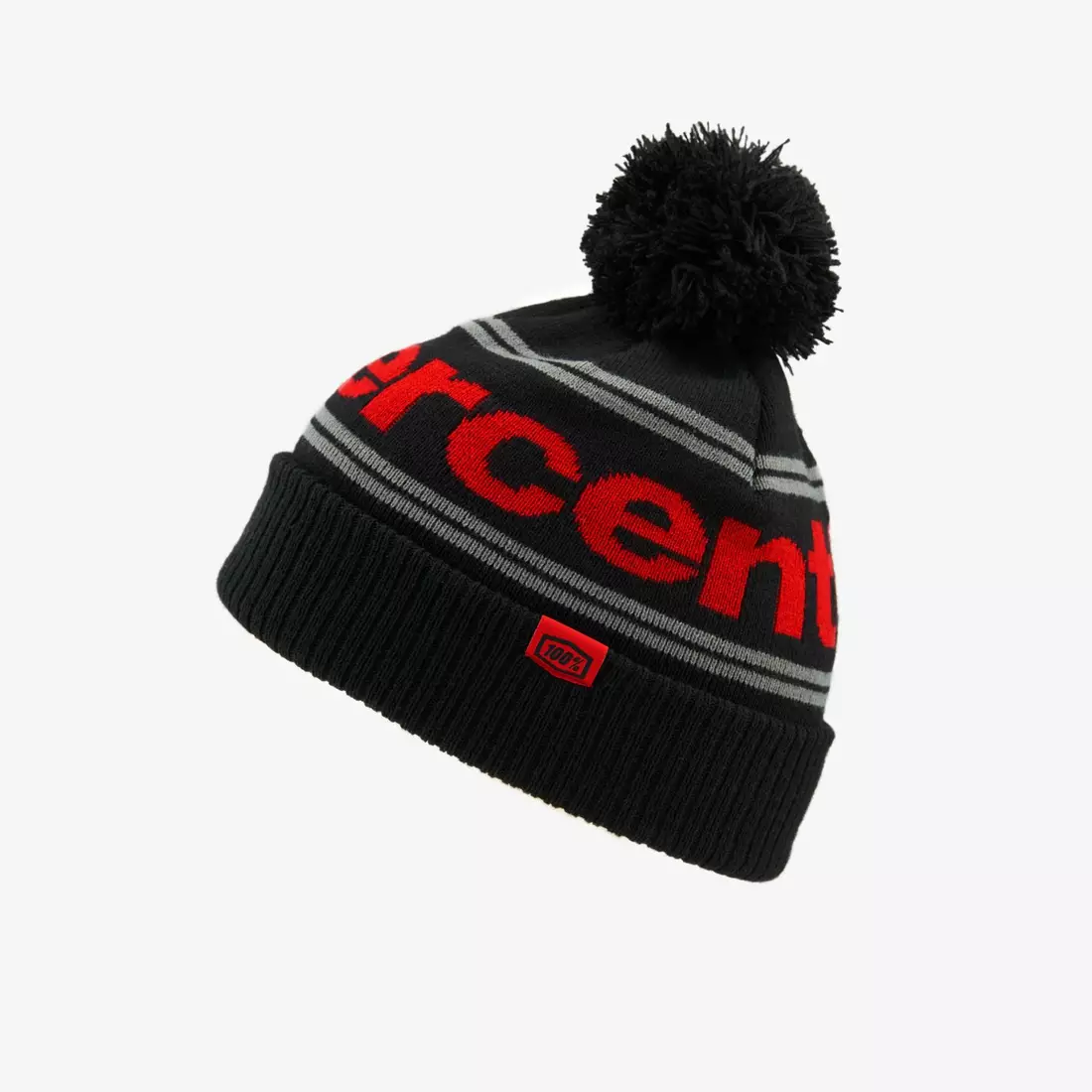 100% pălărie de iarnă cu pompon RISE Cuff Beanie w/Pom Pom black-red STO-20122-013-01