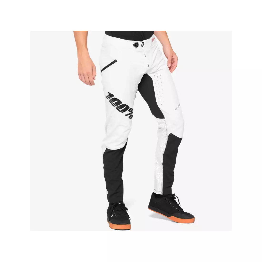 100% pantaloni de ciclism pentru bărbați R-CORE X alb-negru
