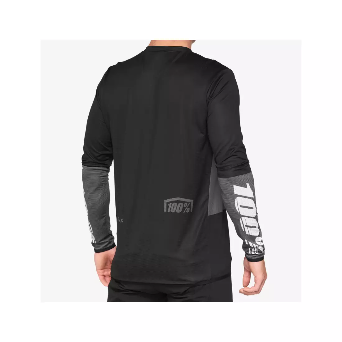 100% tricou de bărbați cu mânecă lungă pentru ciclism R-CORE X charcoal black 