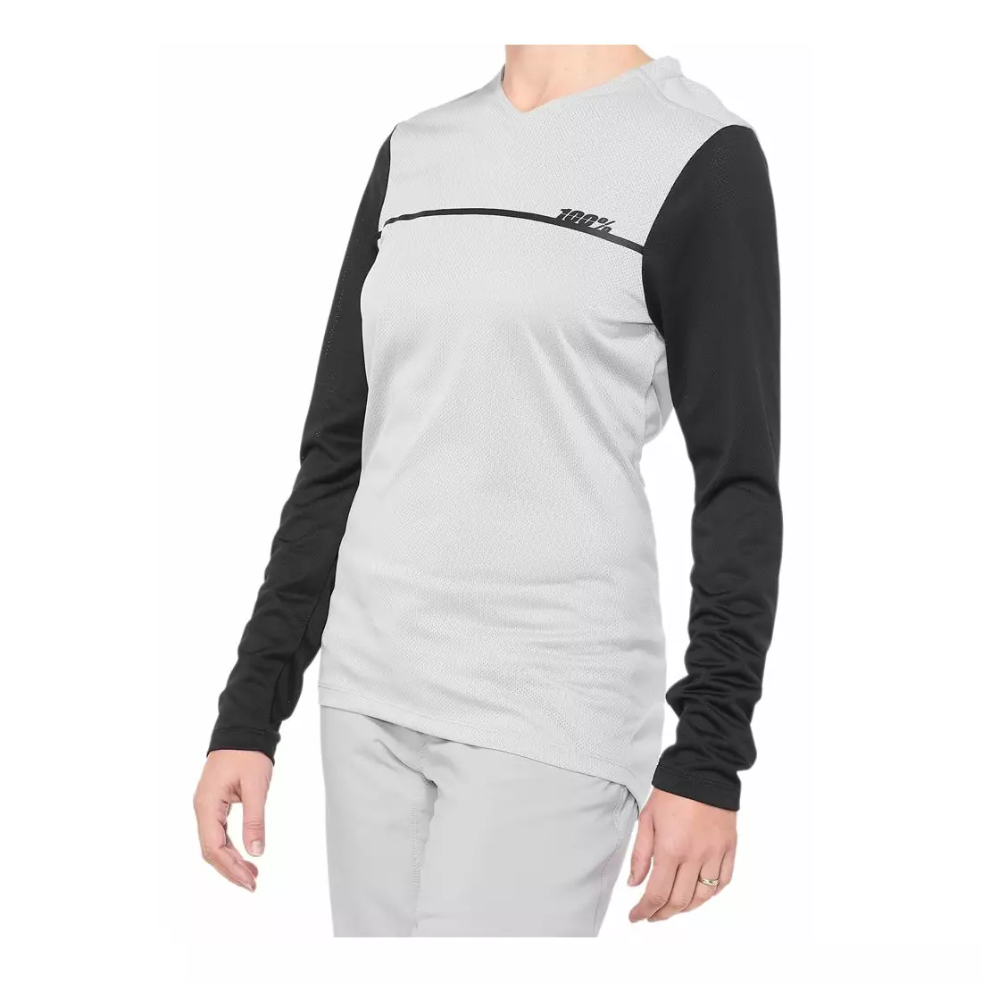 100% tricou de ciclism pentru femei cu mâneci lungi RIDECAMP grey black STO-44402-245-12