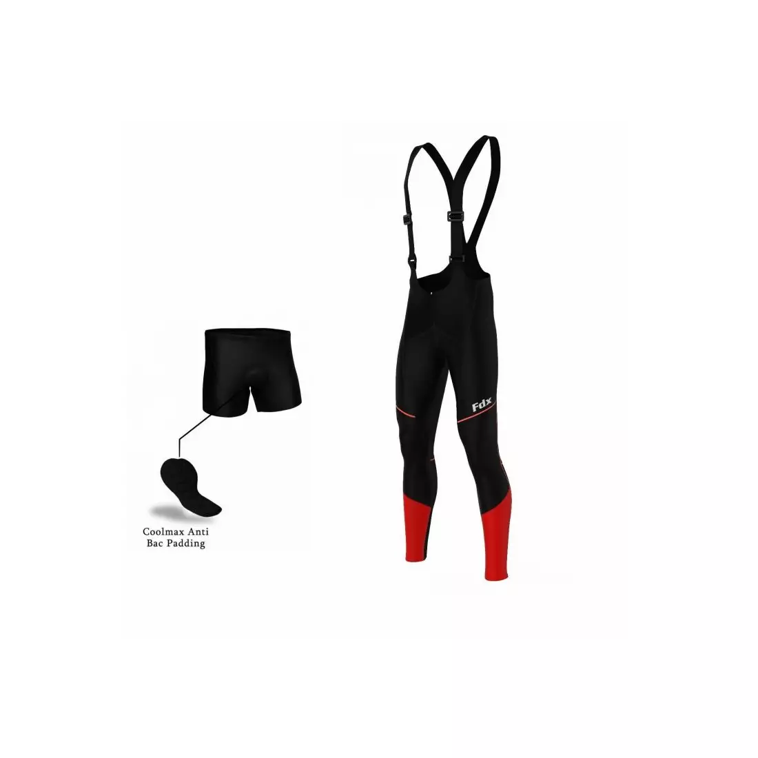 FDX 1300 pantaloni de ciclism cu izolație softshell negru și roșu